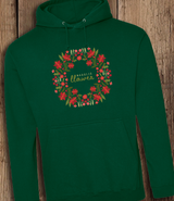 Nadolig Llawen Berry Wreath Hoodie / Green