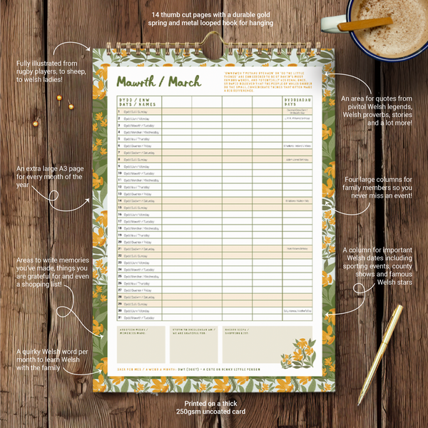 Calendr Wal y Teulu 2026 / 2026 Family Wall Calendar