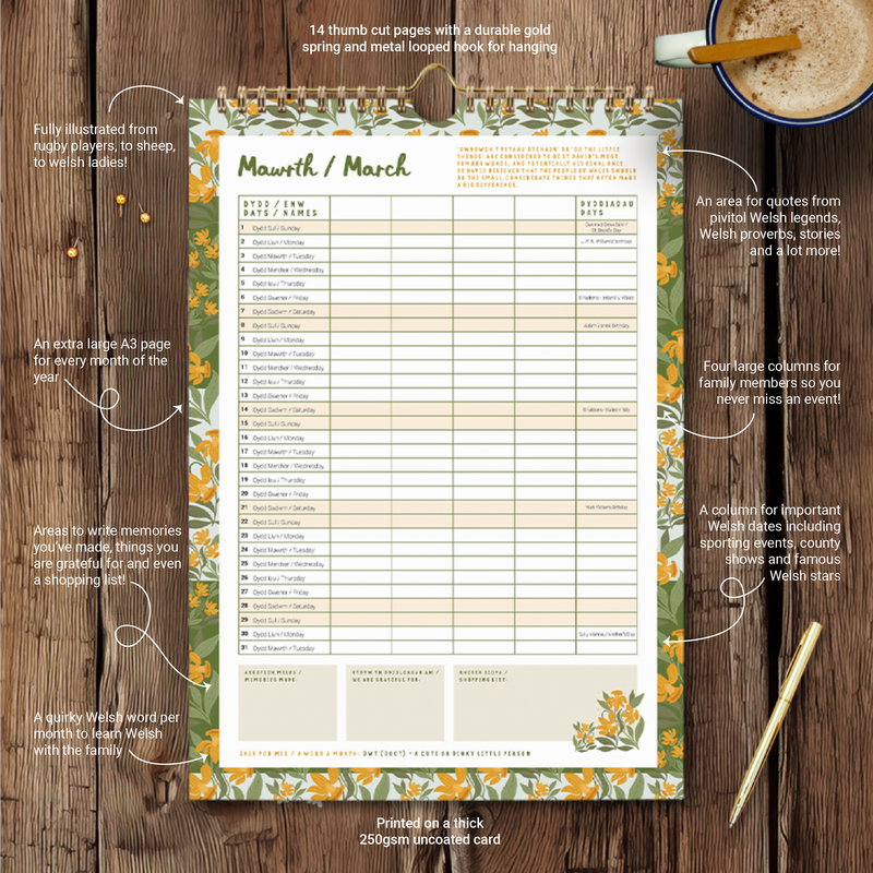 Calendr Wal y Teulu 2026 / 2026 Family Wall Calendar