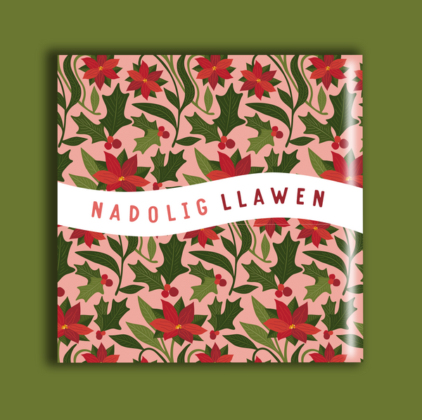 Poinsettia and holly coaster