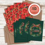 Poinsettia wreath A7 card pack