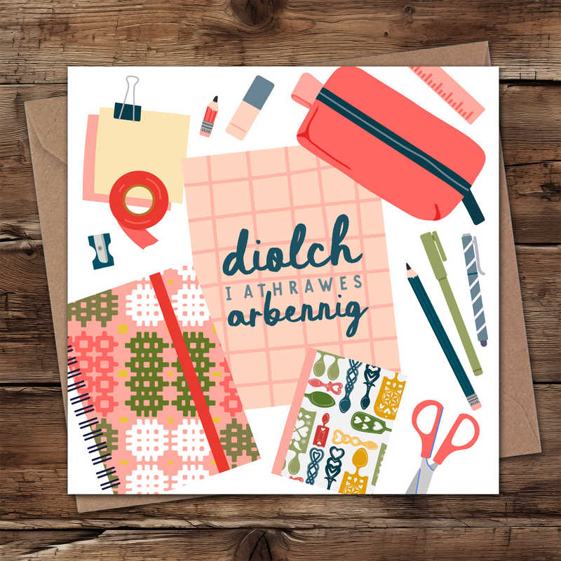 Pink thank you desk Card