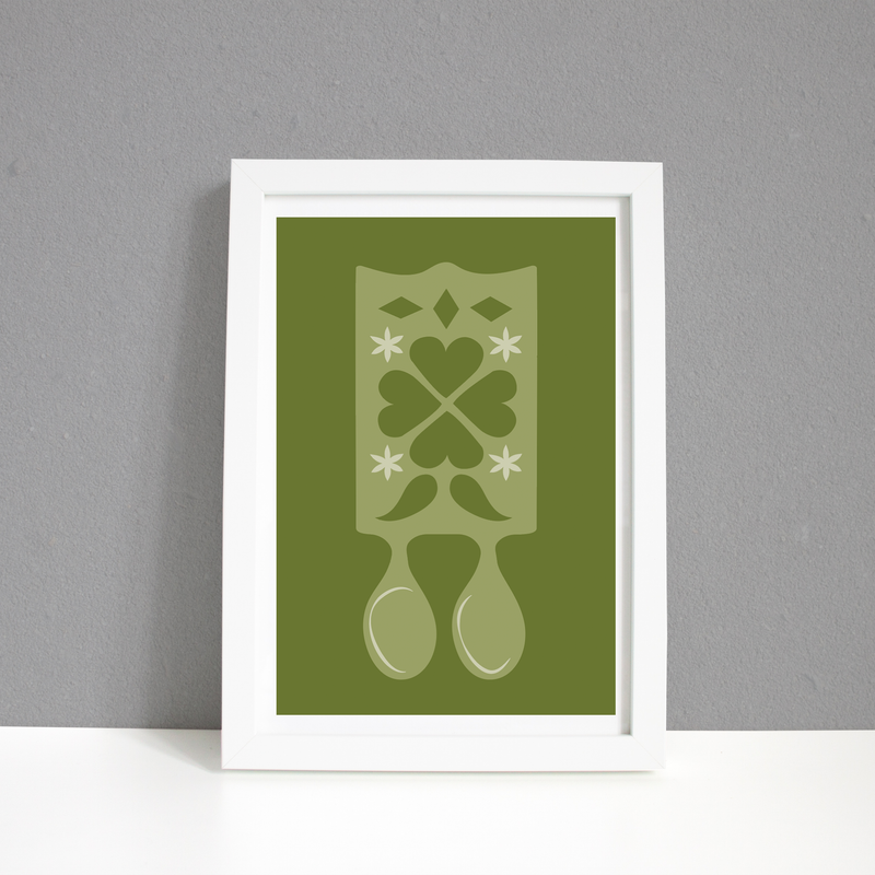 Green Lovespoon duo A4 Print / Framed and Unframed