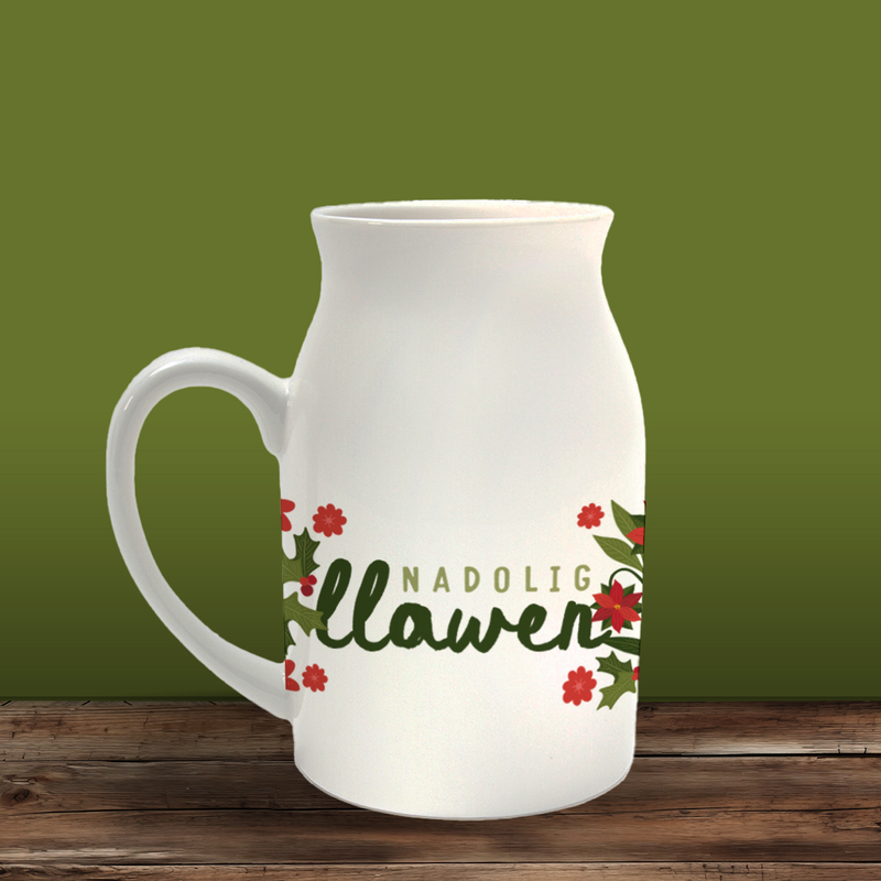 Poinsettia and Holly Milk Jug