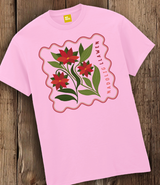 Nadolig Llawen Poinsettia Trio Tshirt / Pink