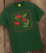 Nadolig Llawen Poinsettia Trio Tshirt / Green