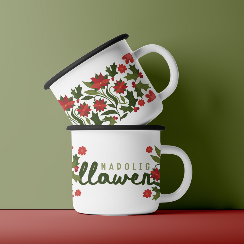 Poinsettia and Holly Mug