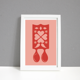 Pink Lovespoon duo A4 Print / Framed and Unframed