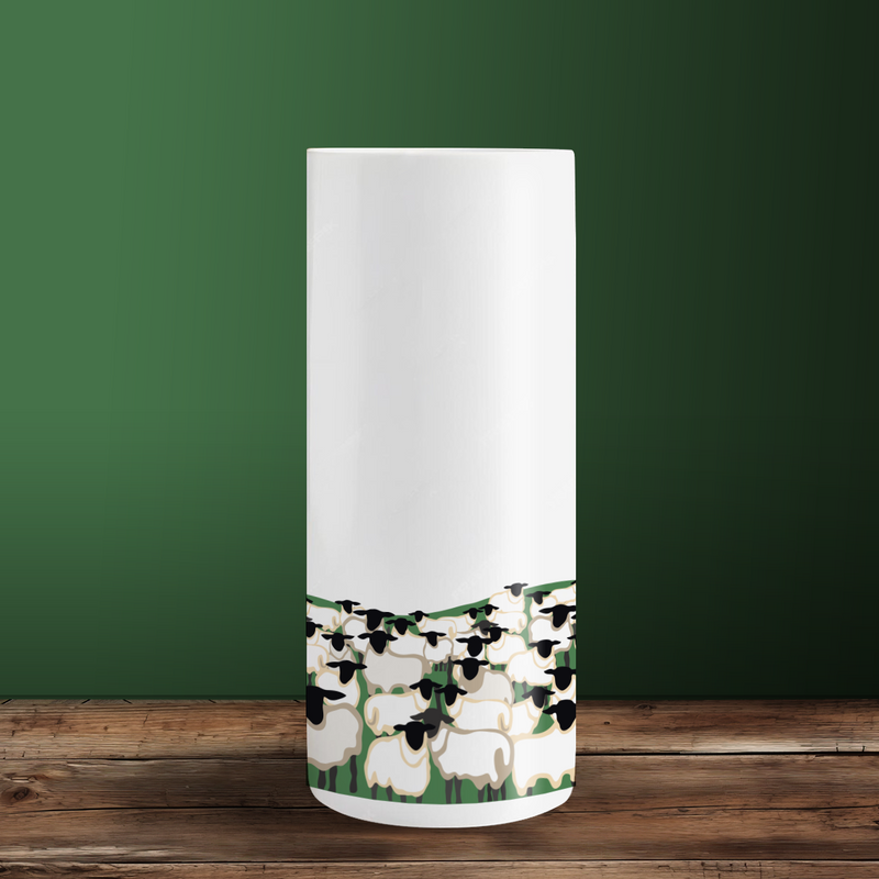 Crowd of Sheep Tall Ceramic Vase