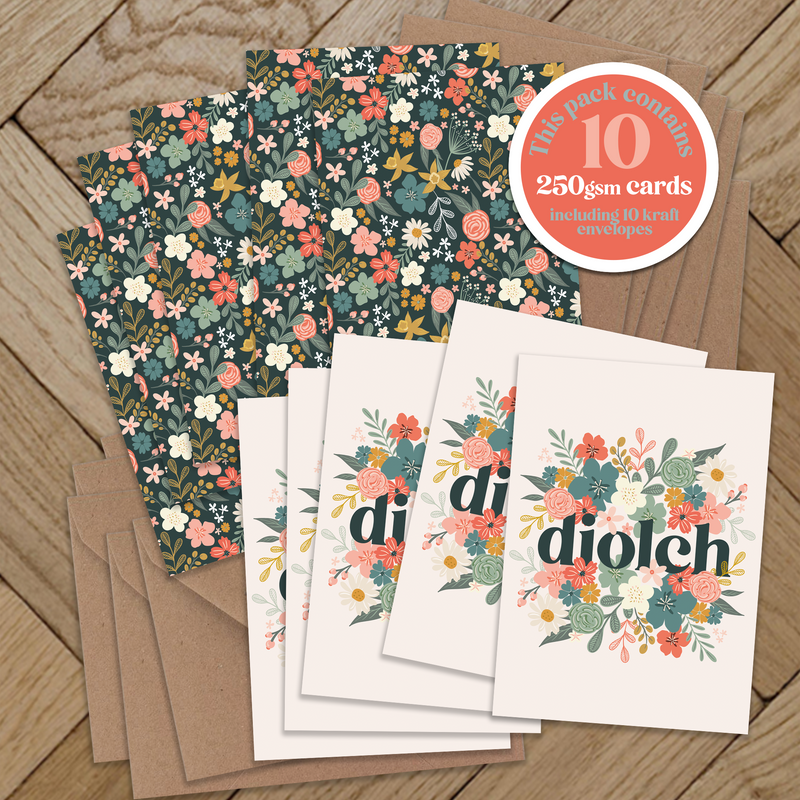 Diolch posie A7 card Pack