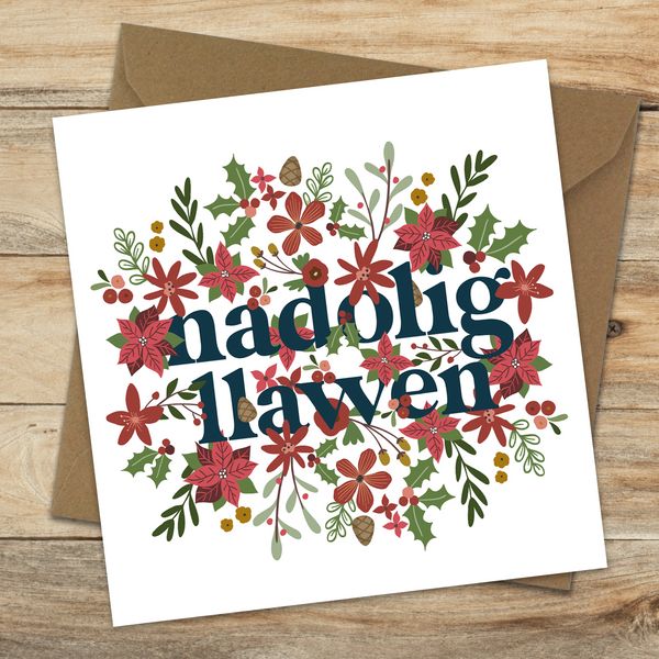 Nadolig bouquet welsh christmas card