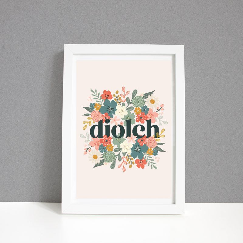 Diolch Posie Wall Art A4 Print / Framed and Unframed