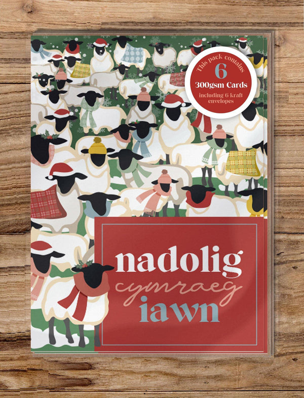 Nadolig Cymraeg Iawn Sheep / A Very Welsh Christmas - A6 Luxury Card Pack - Max Rocks