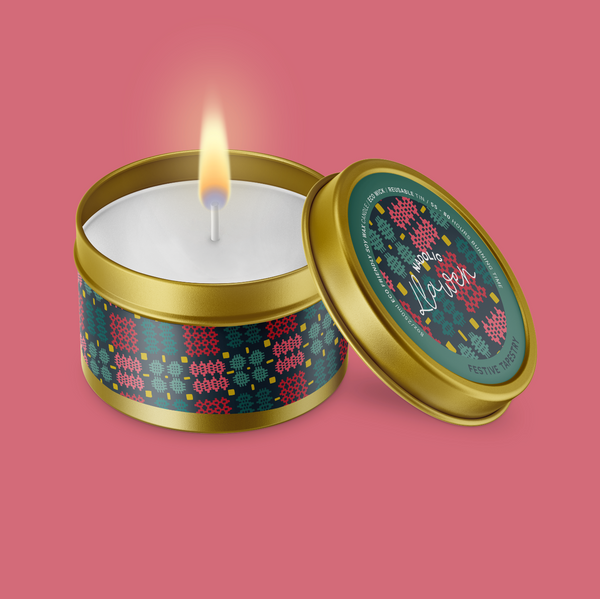 Festive Tapestry Christmas Candle