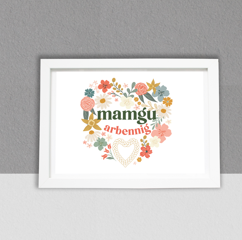 Mamgu Celtic hearts Wall Art A4 Print / Framed and Unframed