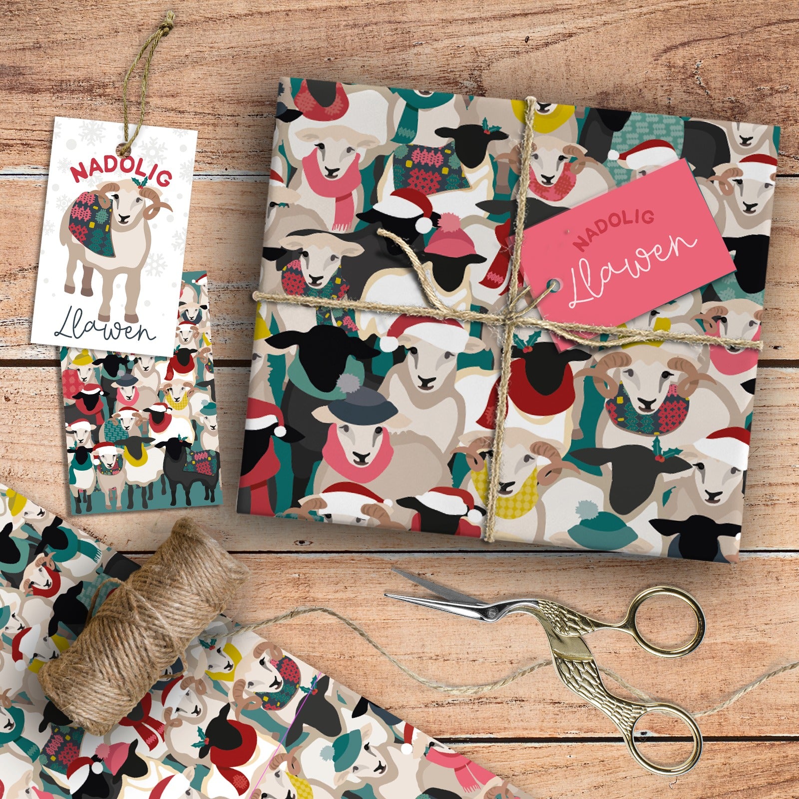 Field Of Woolly Sheep Designer Wrapping Paper Sheets and Tags – Max Rocks