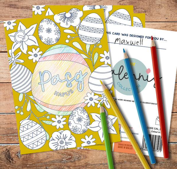 Colour In Your Own Pasg Hapus/Happy Easter Card Pack